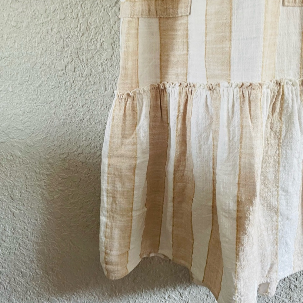 Anthropologie Maeve Neutral Tan & Cream Stripe Midi Dress - Picture 4 of 12
